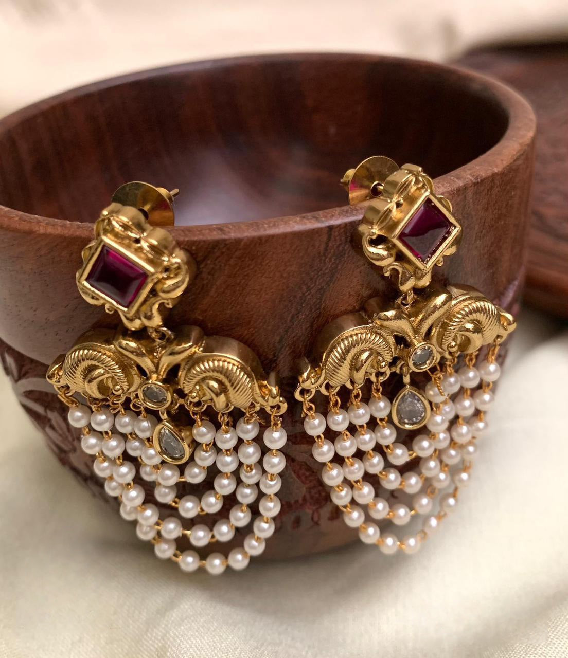 Torquise Pearl layered earrings