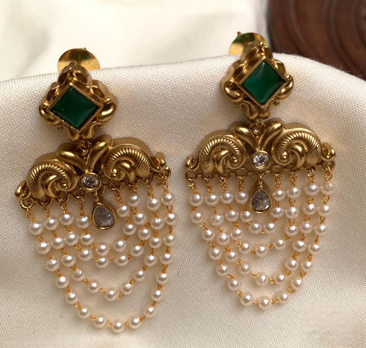Torquise Pearl layered earrings